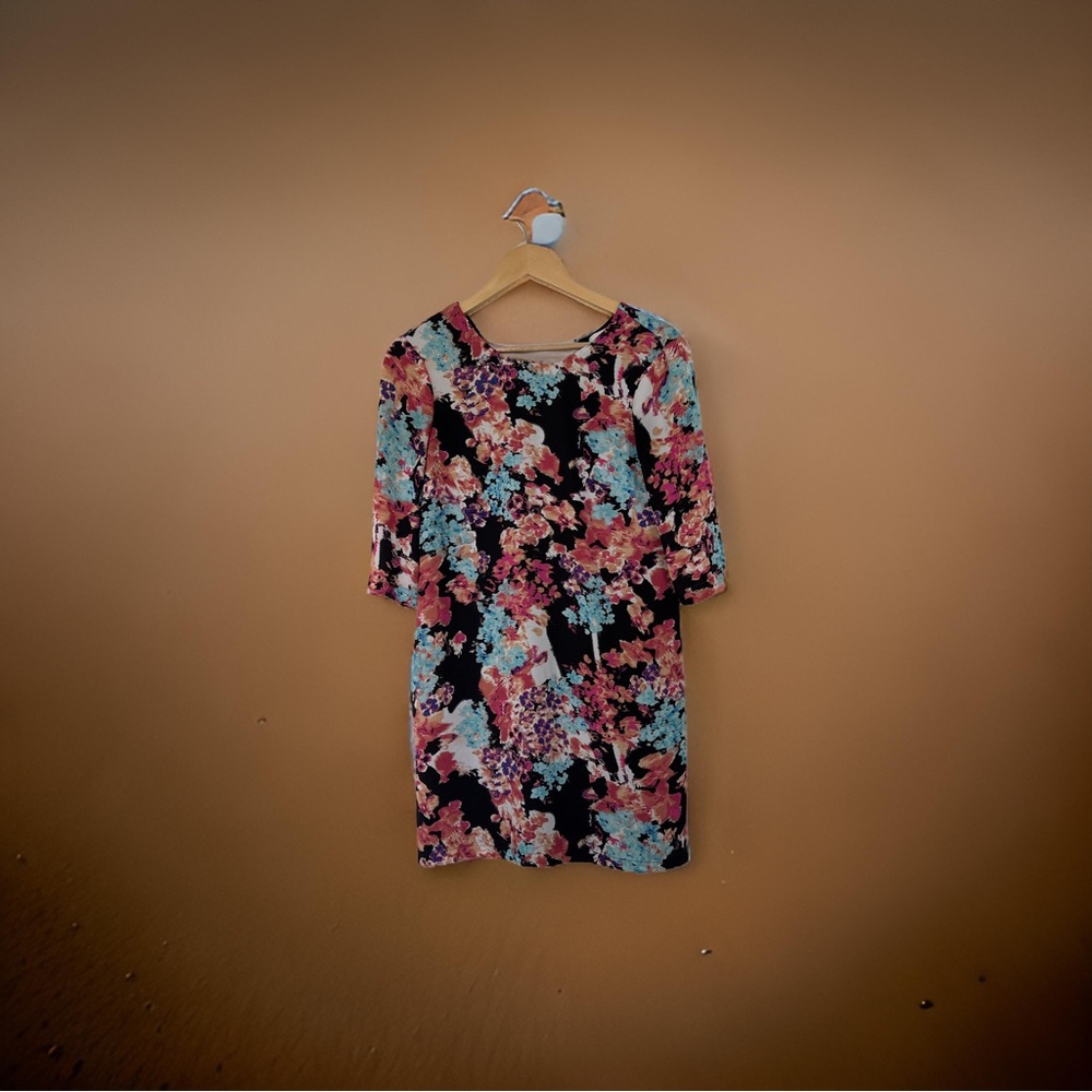 Floral Dress with Pink and Blue Accents